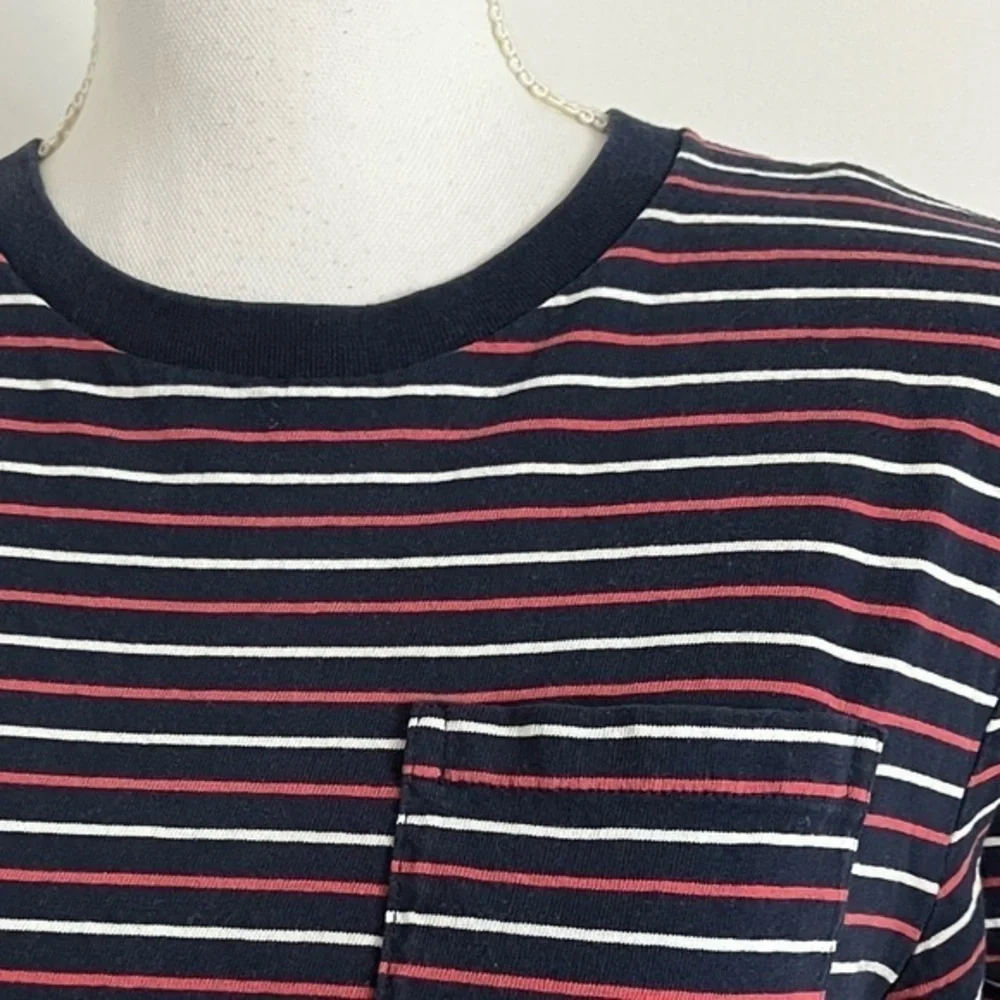 J. Crew • Men’s Red White Blue Striped Pocket Tee Shirt